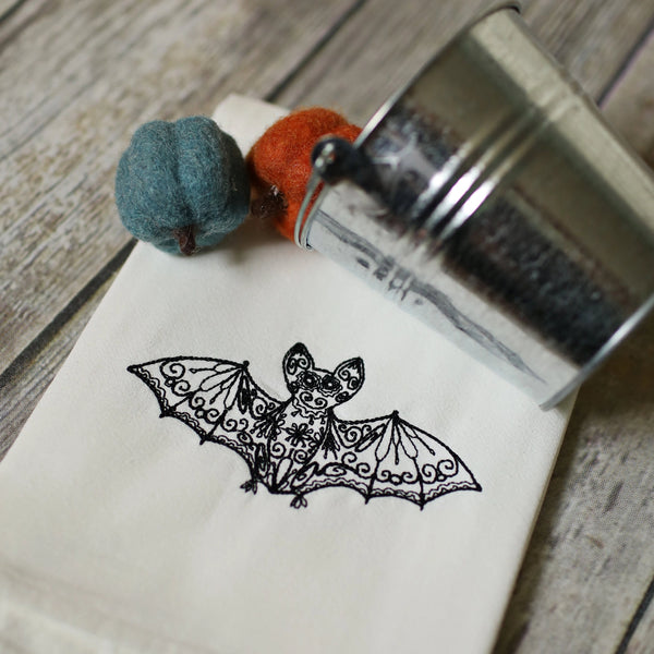 Fall Lace Bat Tea Towel