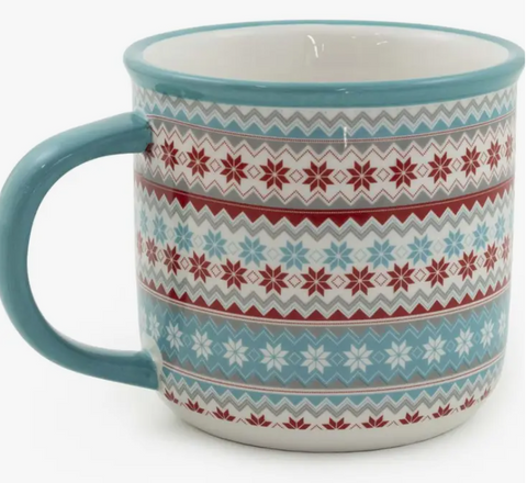 Fancy Forest Stripe Ceramic Christmas Mug