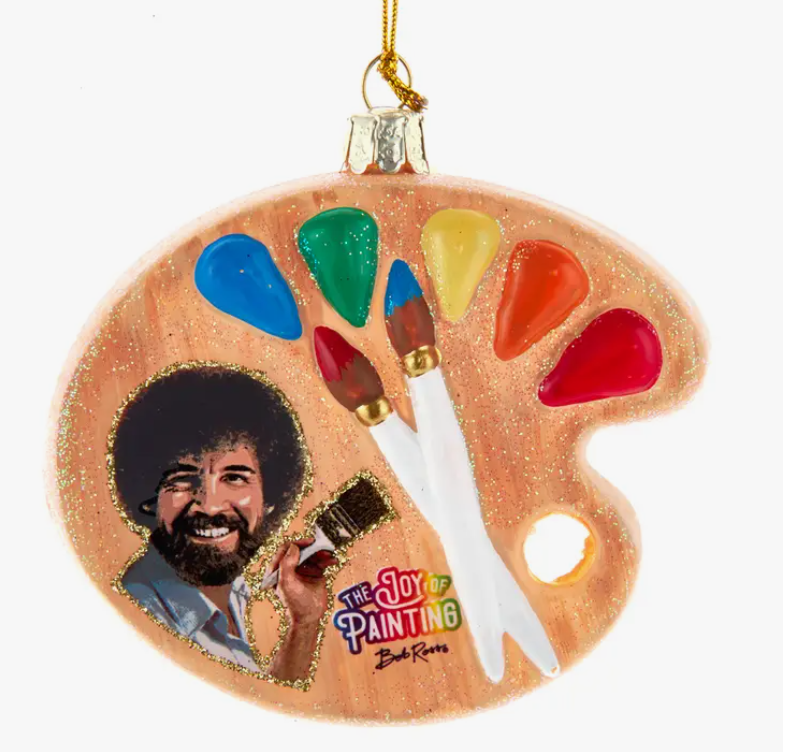 Bob Ross  with Color Palette Glass Ornament