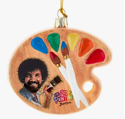 Bob Ross® with Color Palette Glass Ornament