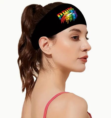 Rainbow Color Love Heart Decorative Hairbands, Elastic Sports Yoga Headbands