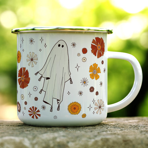 Retro Ghost Camping Mug