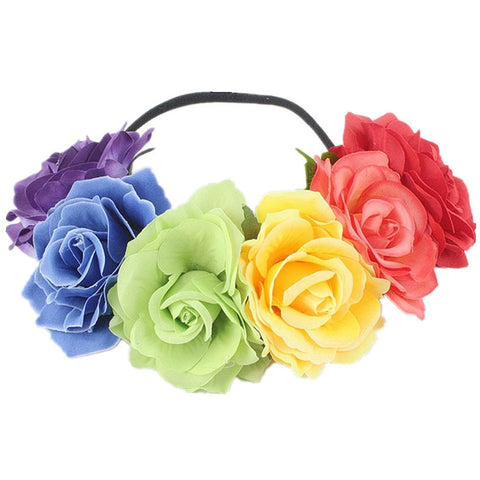 Rainbow Flower Crown Headband