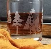 Woodland Forest Etched Whiskey Glass