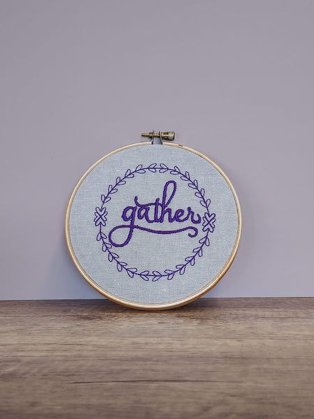 Gather Embroidered Hoop Art