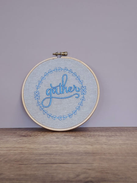 Gather Embroidered Hoop Art