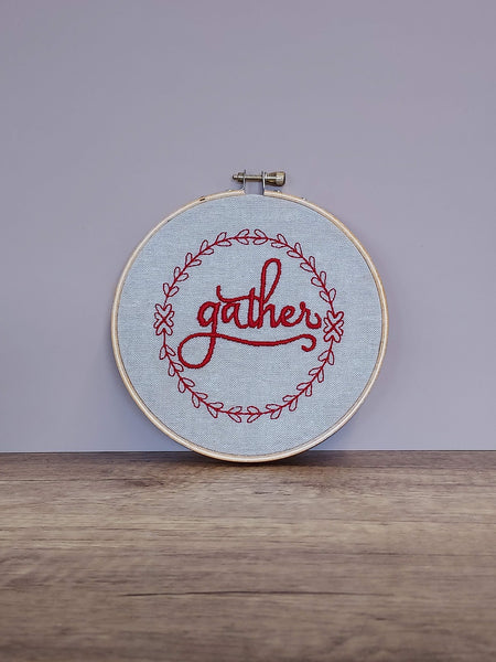 Gather Embroidered Hoop Art