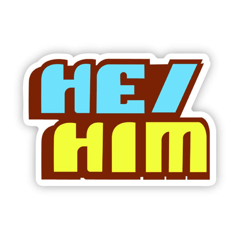 He Him Retro Pronouns Lgbtq Pride Sticker