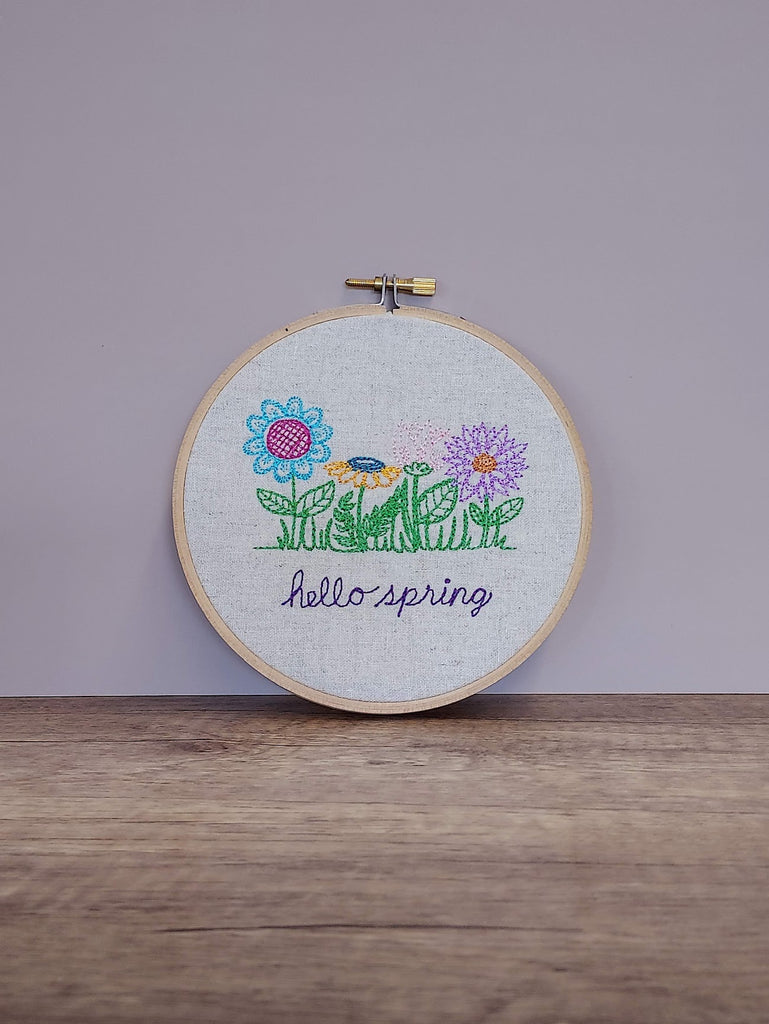 Hello Spring Embroidered Hoop Art