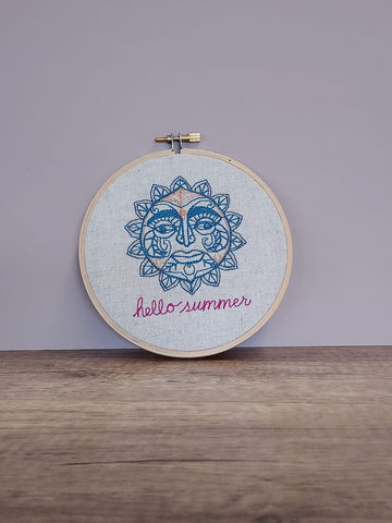 Hello Summer Embroidered Hoop Art