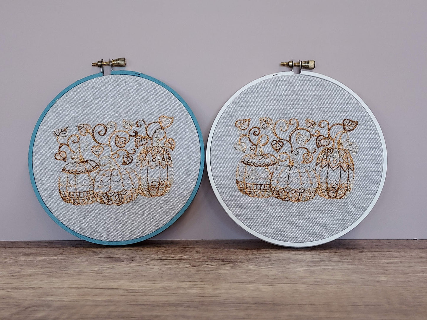 Lace Pumpkins Embroidered Hoop Art