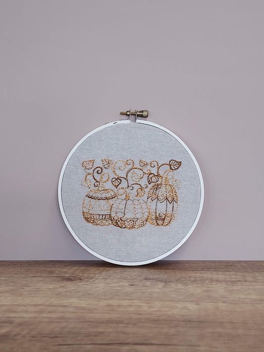 Lace Pumpkins Embroidered Hoop Art