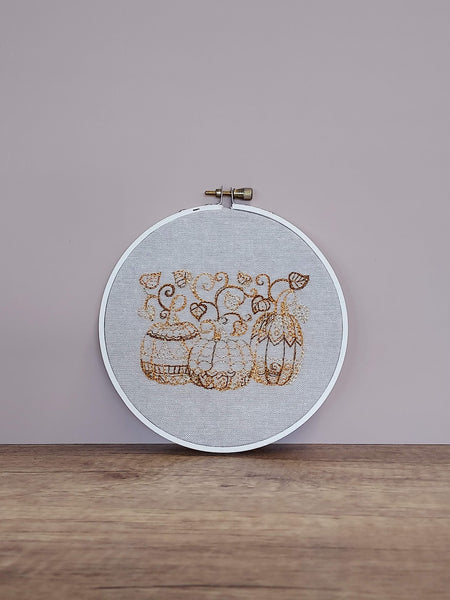 Pumpkins Embroidered Hoop Art