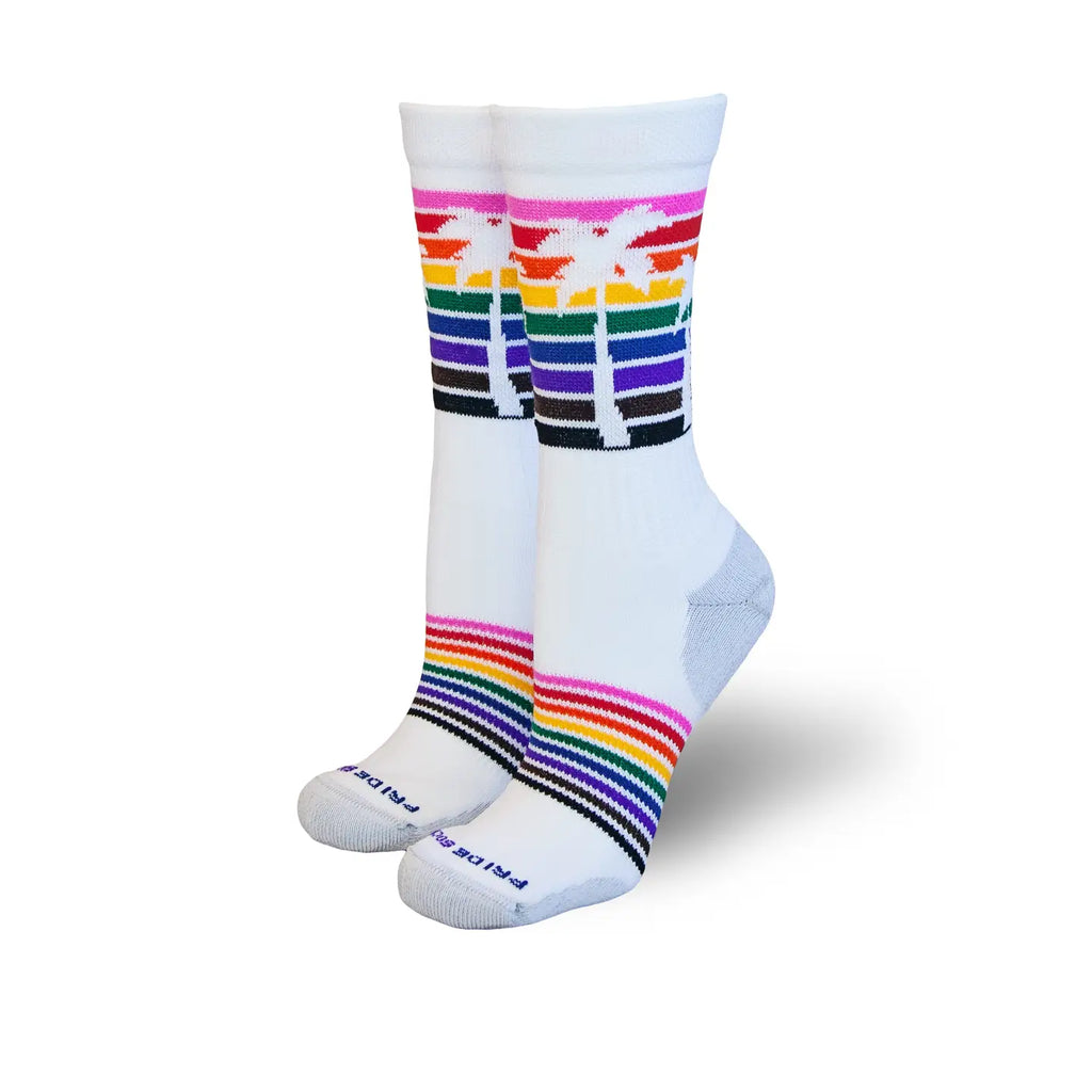 Rainbow Palm Tree Rainbow Pride Socks- Unisex