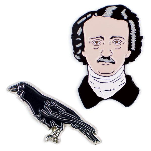 Edgar Allen Poe and Raven Enamel Pin