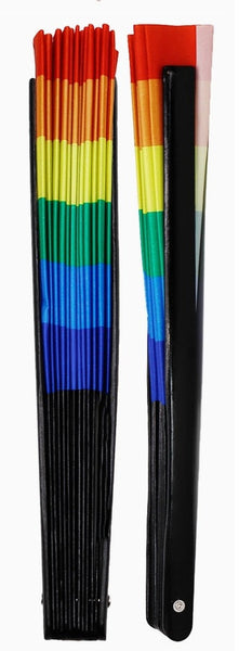 Large Rainbow Pride Novelty Hand Held Folding Fan (Bamboo)