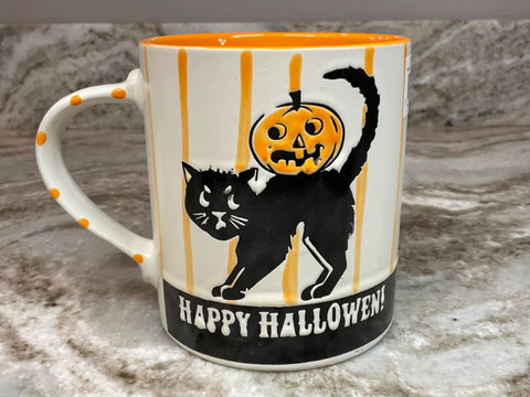 retro black cat mug