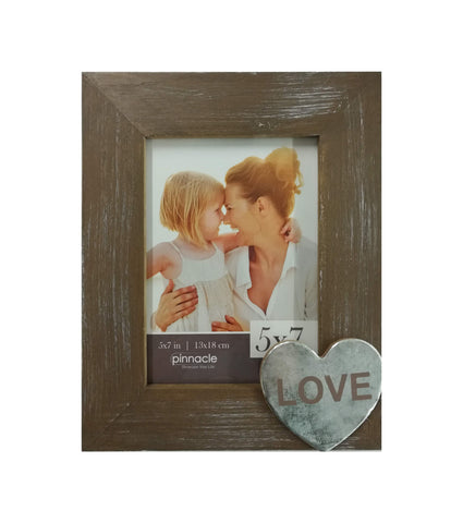 5 x 7 rustic barnwood frame with metal heart