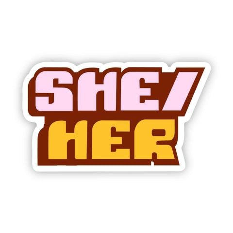 She Her Retro Pronouns Lgbtq Pride Sticker