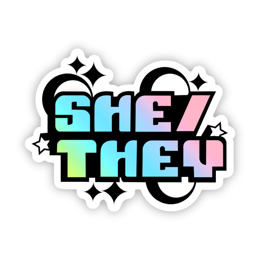 She They Pronoun Colorful Y2K Lgbtq Pride Sticker