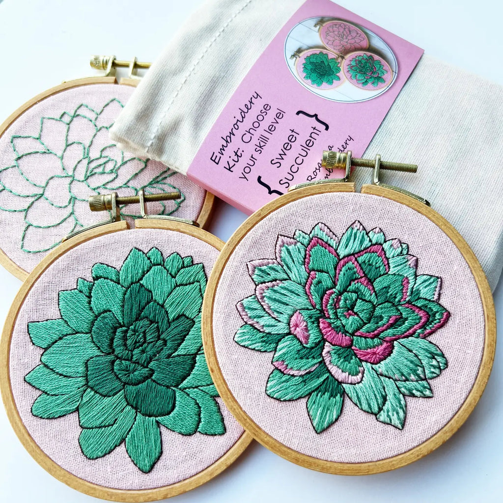 Sweet Succulent-  Diy Embroidery Kit