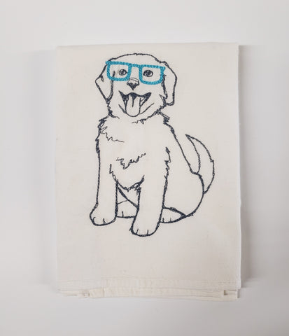 Nerdy Puppy Tea Towel
