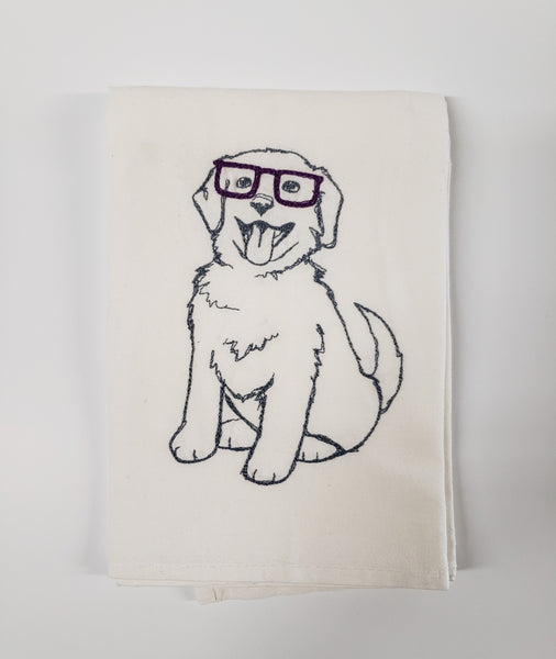 Nerdy Puppy Tea Towel