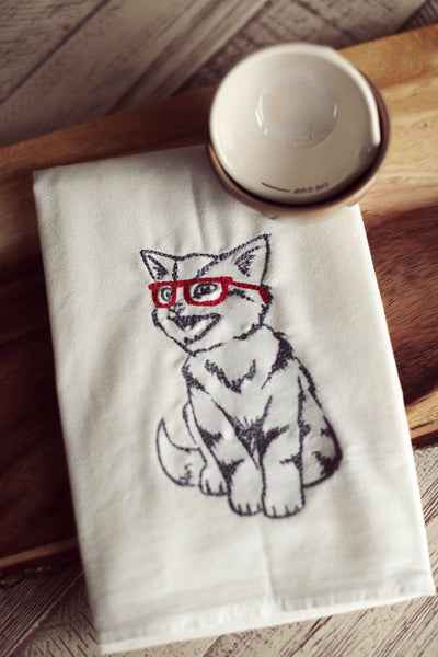 Nerdy Cat Tea Towel