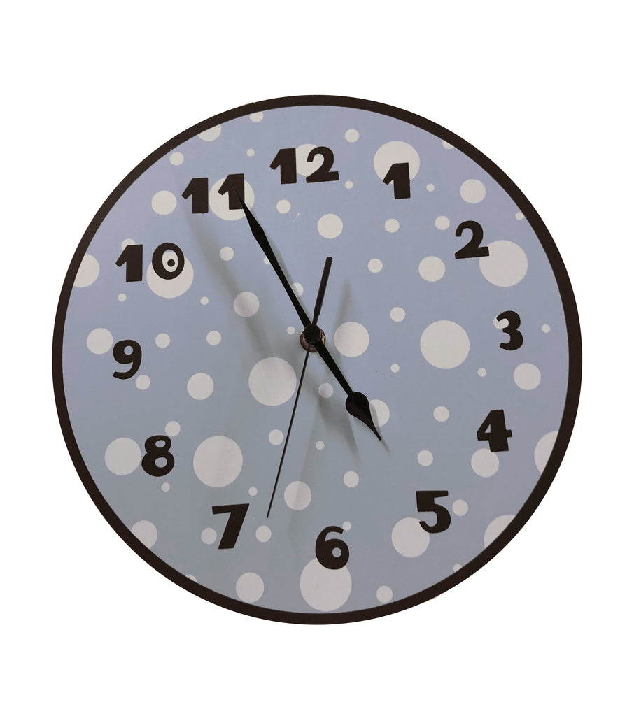 Blue and Brown Polka Dot Clock