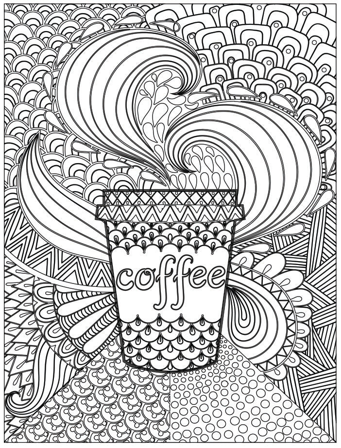 Coloring Greeting Cards- coffee togo cup