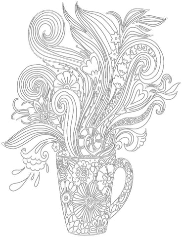 Coloring Greeting Cards- coffee mug
