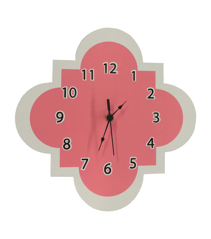 Coral and White Clock