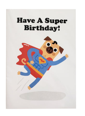 Birthday Card Super Pug