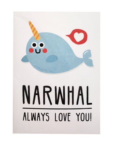 Valentine's Day Card Narwhal