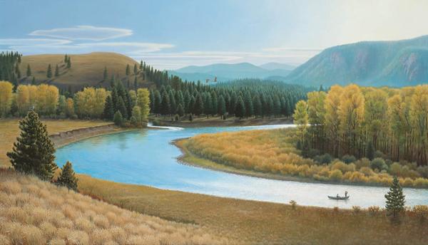 Big Blackfoot River Autumn on Cottonwood Creek - Notecard