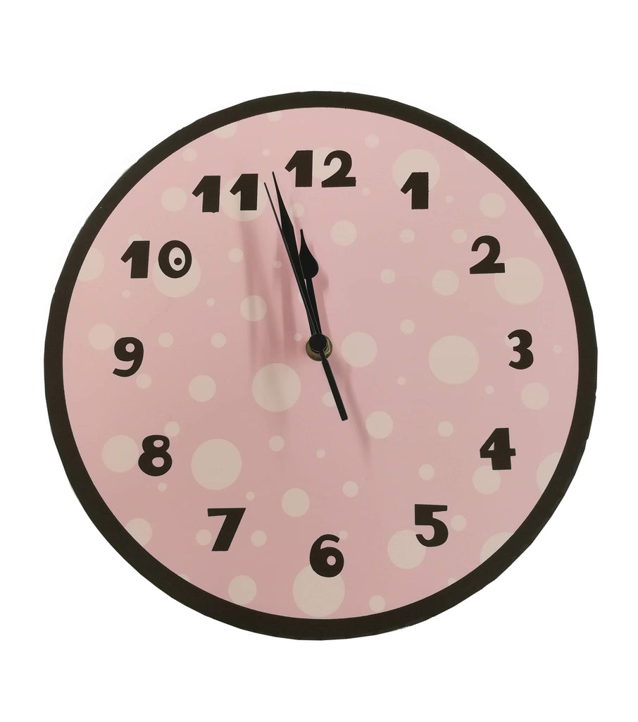pink and brown polka dot Clock