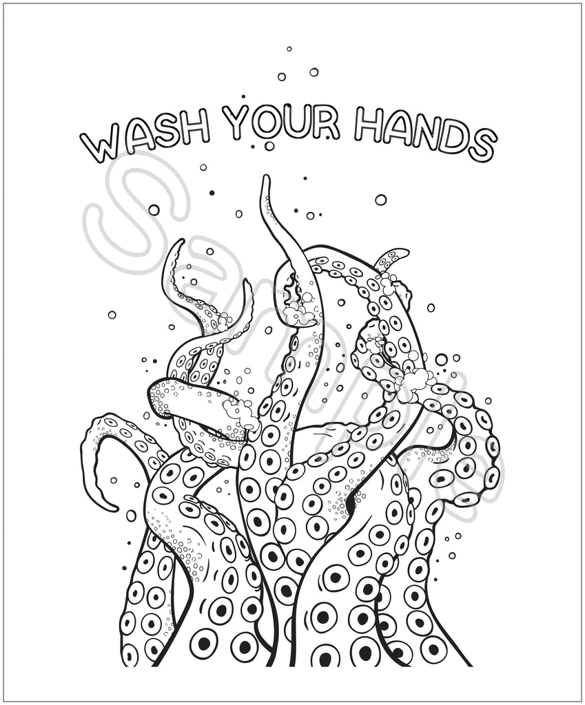 Coloring Greeting Cards- wash your hands